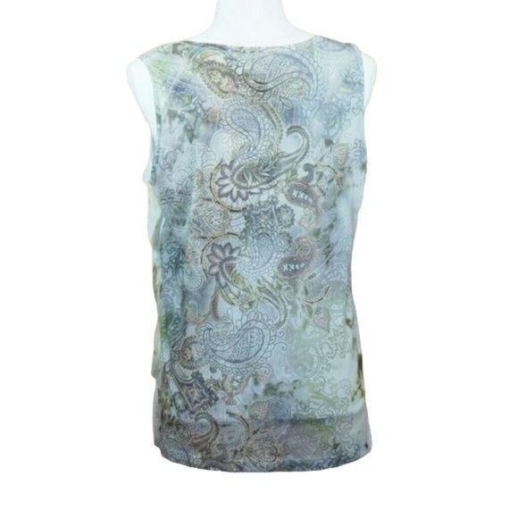 Chico's size 1 M mesh ruffle tank light green - Picture 3 of 3